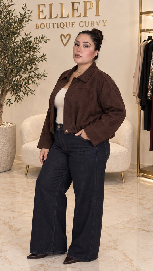 BOMBER CAMOSCIO TOP QUALITY CURVY 48/58
