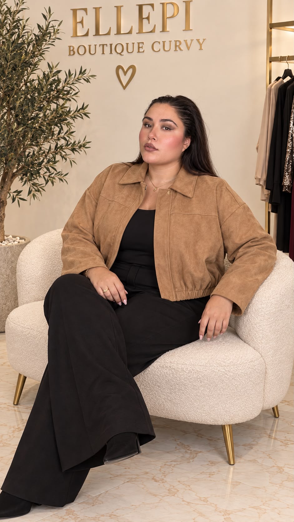 BOMBER CAMOSCIO TOP QUALITY CURVY 48/58