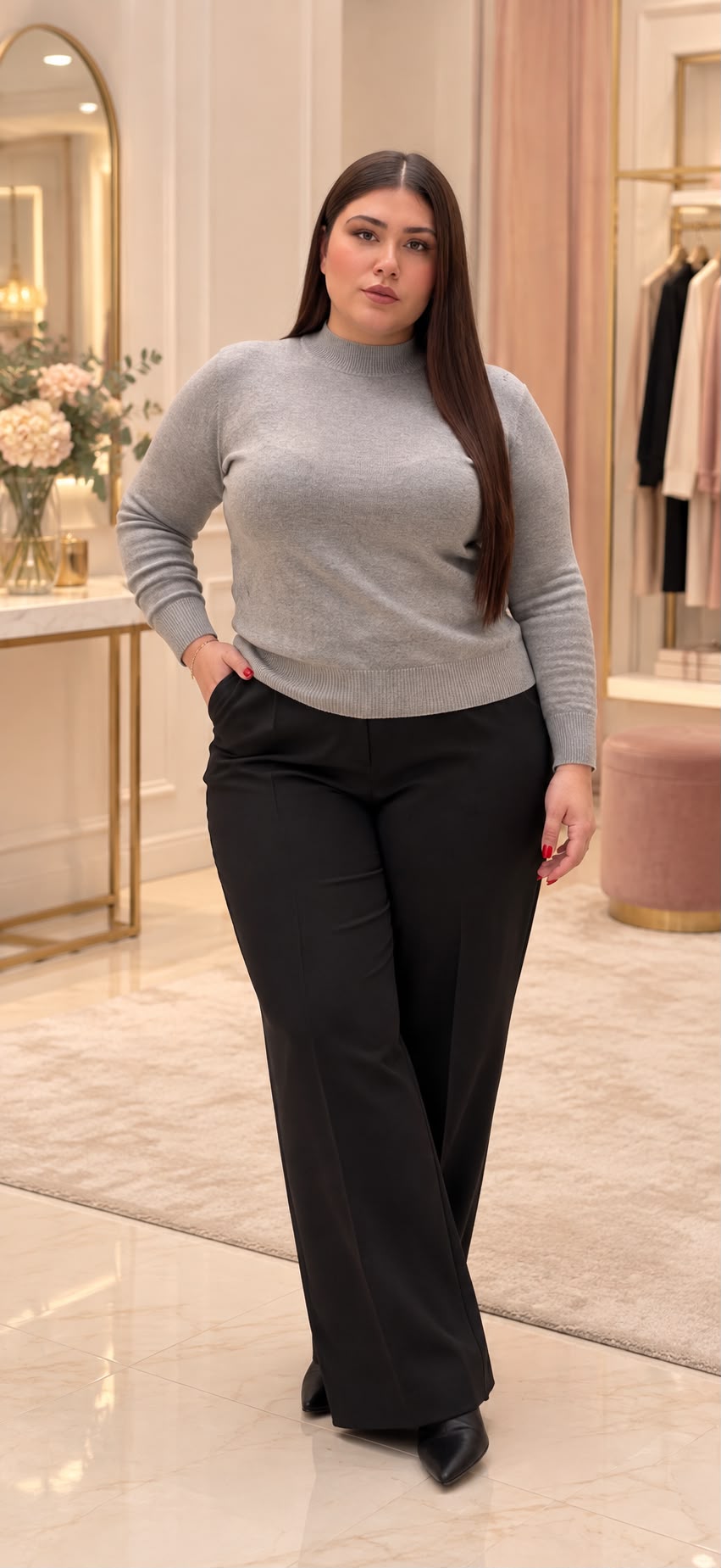 MAGLIONE CURVY BASIC MEZZO COLLO LANA RASATA
