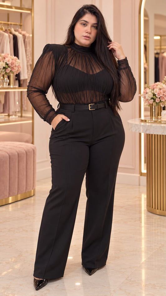 BODY VELATO LUDMILLA CON SPALLINE CURVY 48/56