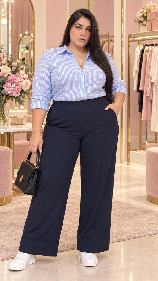 PANTALONE LUCIA IN VISCOSA CURVY 48/56
